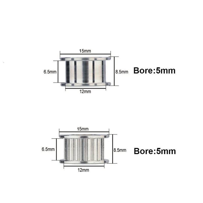DODOBEI 8-Pack OD15mm 20T GT2 Idler Pulleys Kit Timing Belt Wheel 20 Teeth 5mm Bore 2GT Pulley Compatible with VzBoT 3D Printer CNC Machine Parts for 6mm Width Belt (5mm, 2pcs Smooth+6pcs Toothed) - Image 4